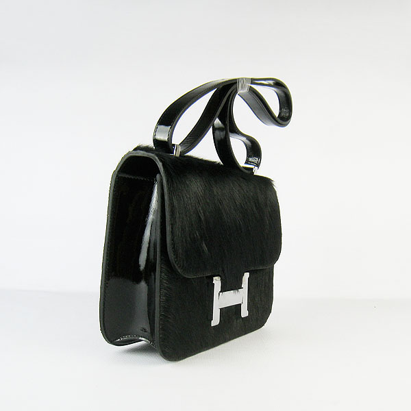 7A Hermes Oxhide Leather Message Bag Black H017